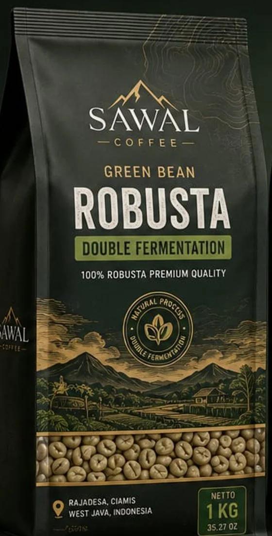 Kemasan Green Bean Robusta Double Fermentation 1 KG Sawal Coffee